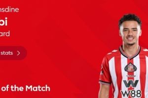 打进绝杀，英超官方：塔尔比当选桑德兰2-1切尔西全场最佳球员